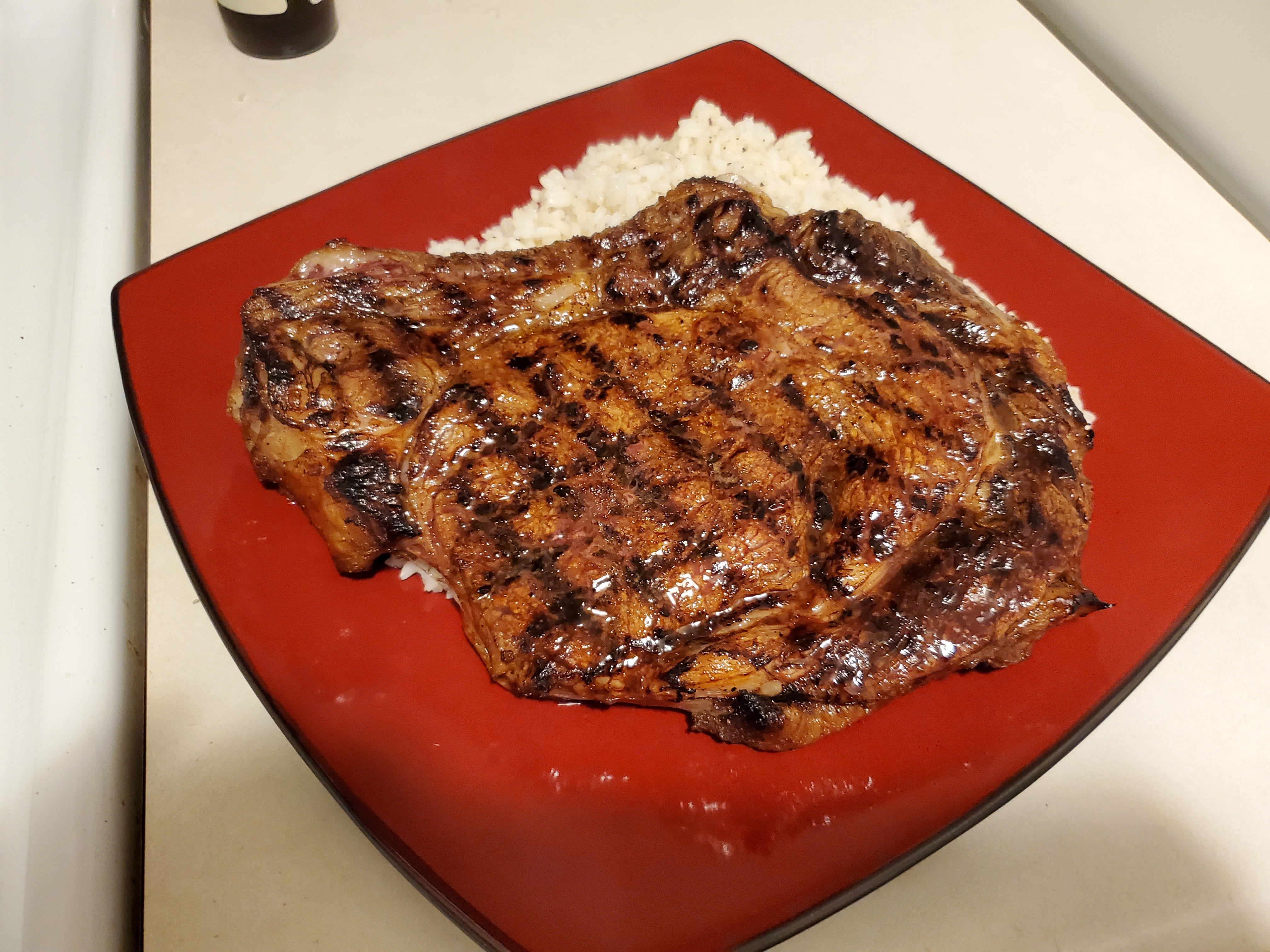 Grilled steak with rice